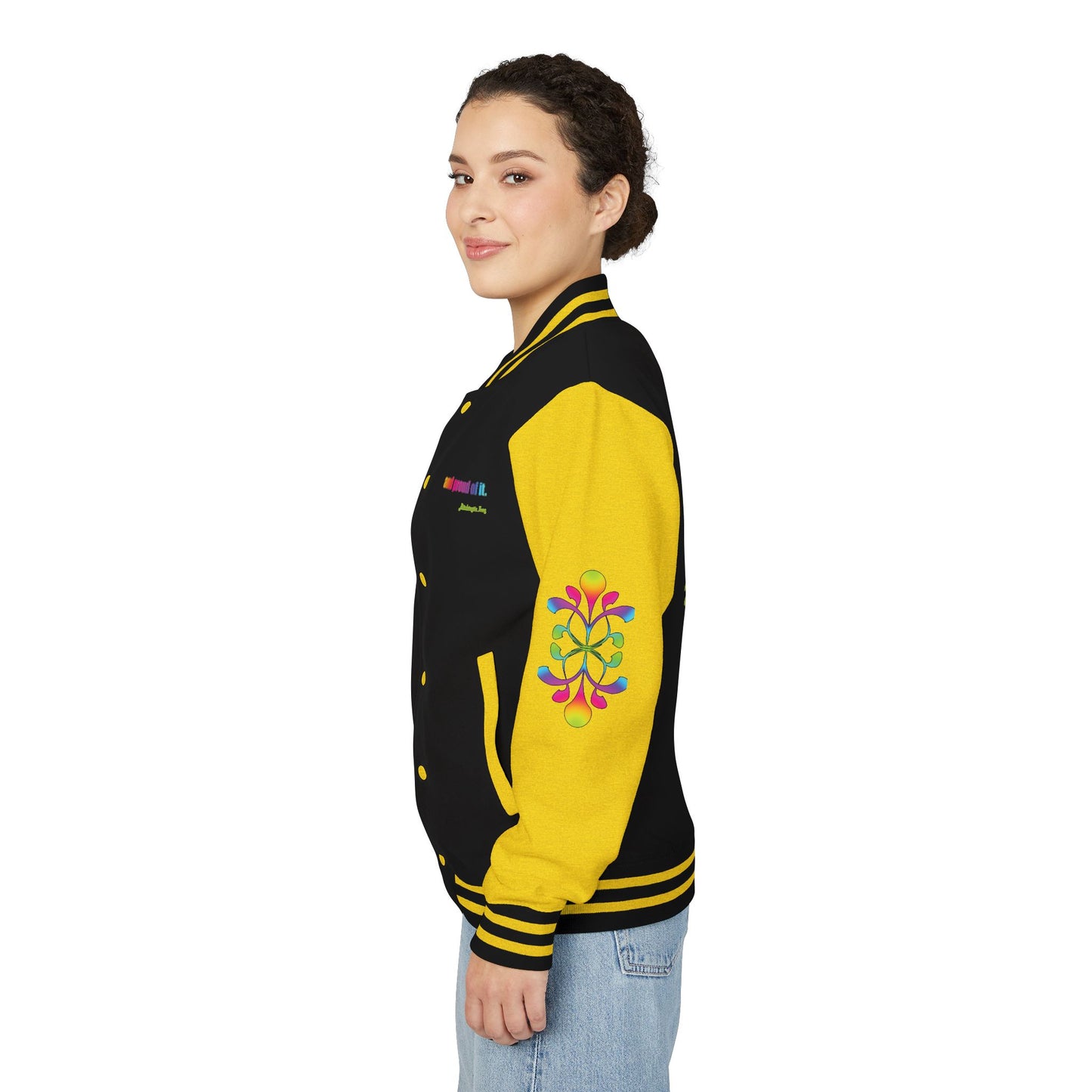 Letterman Jacket — Neon Floral "Socially Inconvenient" Varsity Jacket