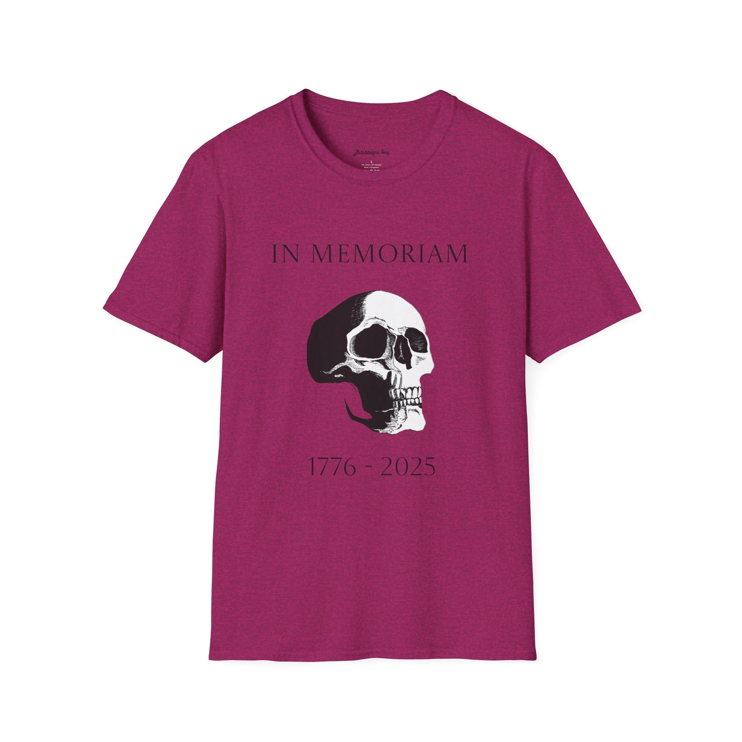 In Memoriam Skull Graphic T-Shirt, Unisex Casual Tee in Remembrance for the Death of Liberty
